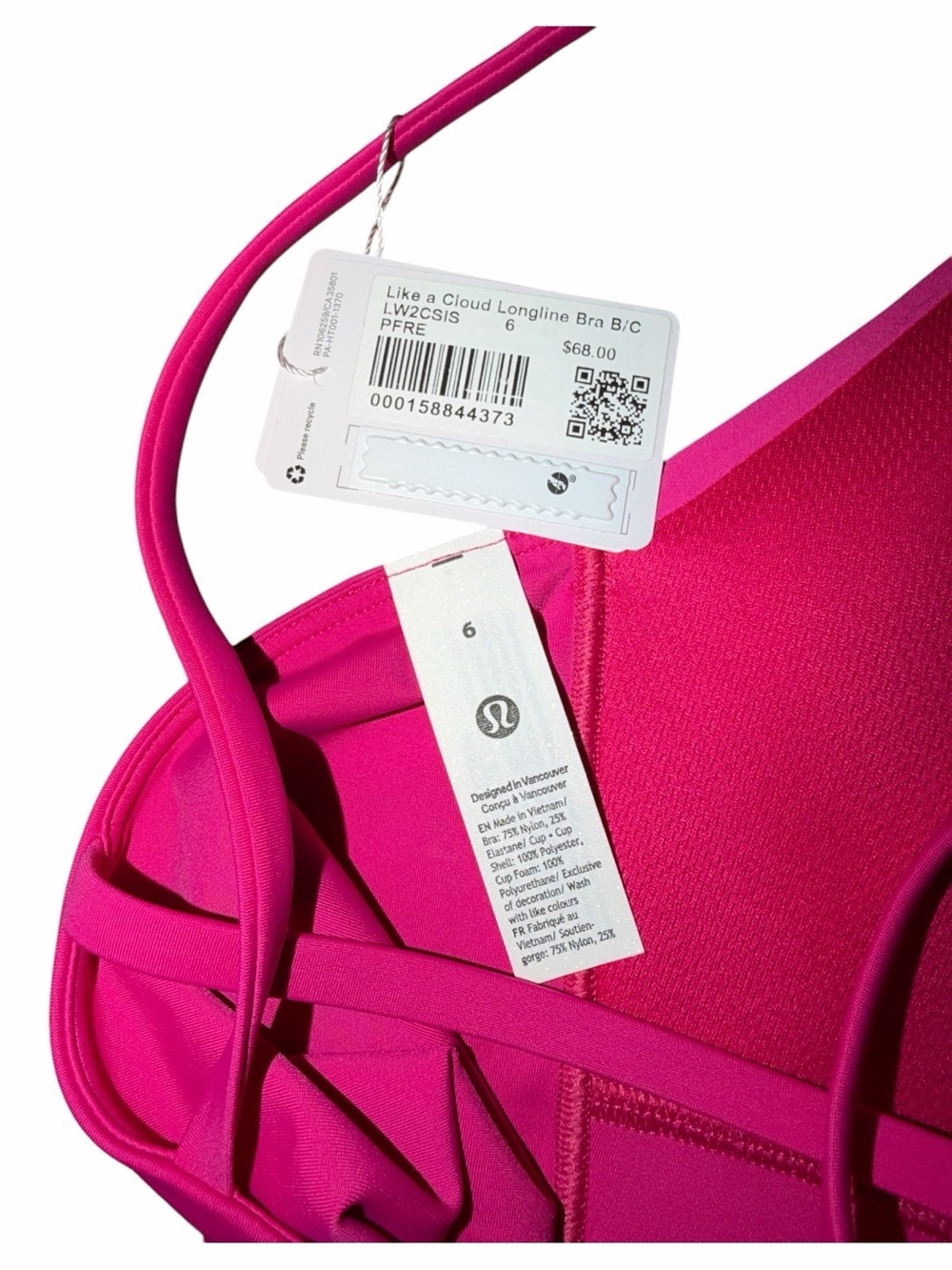 Lululemon Like a Cloud Longline Bra Pink Flare NWT Sizes 6 B/C Cup - Picture 4 of 9